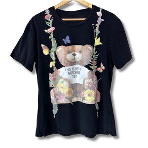 Moschino Men's T-Shirt Toy Bear Floral Swing Medium Luxury Streetwear Black